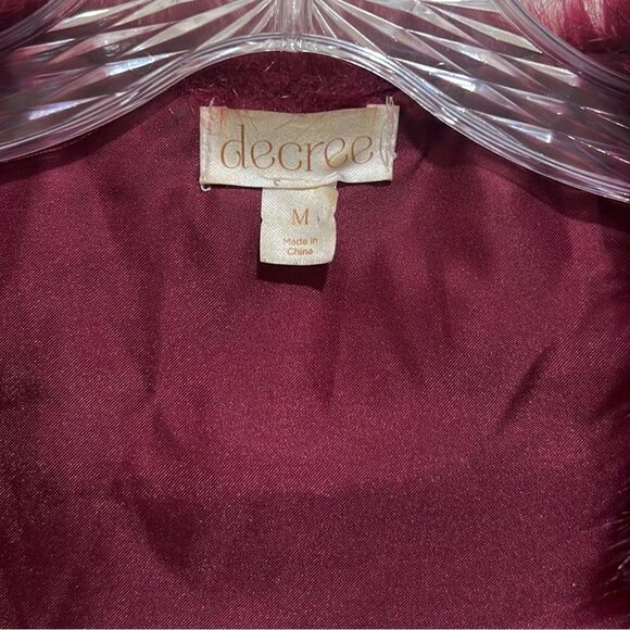 Decree vest faux fur pockets burgundy boho shabby chic Medium - Picture 2 of 5